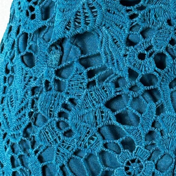Beautiful! NWT LUSH Teal Blue Green Lace Midi Dress Size Large - Picture 7 of 16